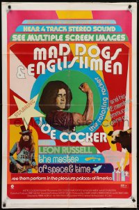 7b522 MAD DOGS & ENGLISHMEN 1sh 1971 Joe Cocker, rock 'n' roll, cool poster design!