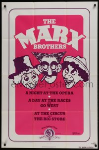 7b541 MARX BROTHERS 1sh 1974 Al Hirschfeld-like art of Harpo, Chico & Grocho Marx!