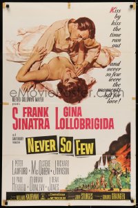 7b599 NEVER SO FEW 1sh 1959 artwork of Frank Sinatra & sexy Gina Lollobrigida laying in bed!