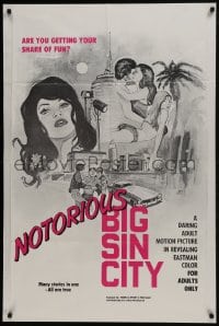 7b618 NOTORIOUS BIG SIN CITY 1sh 1970 sexy art by Alexy, are you getting your share of fun?