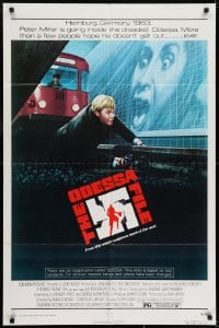 7b627 ODESSA FILE 1sh 1974 Maximilian Schell, cool art of Jon Voight in subway by Birney Lettick!