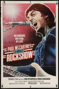 7b662 PAUL MCCARTNEY & WINGS ROCKSHOW 1sh 1980 art of him playing guitar & singing by Kozlowski!