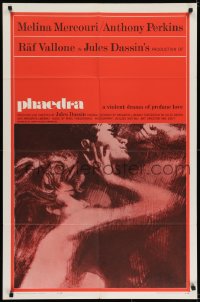 7b665 PHAEDRA 1sh 1962 great artwork of sexy Melina Mercouri & Anthony Perkins, Jules Dassin
