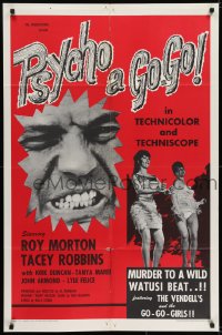 7b684 PSYCHO A GO-GO 1sh 1966 Al Adamson's most terrifying psycho of all & those wild go-go girls!