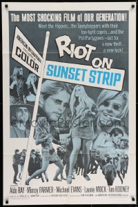 7b713 RIOT ON SUNSET STRIP 1sh 1967 hippies with too-tight capris, crazy pot-partygoers!