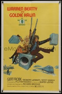 7b005 $ 1sh 1971 great art of bank robbers Warren Beatty & Goldie Hawn on safe!
