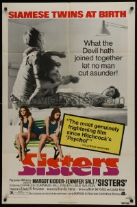 7b755 SISTERS 1sh 1973 Brian De Palma, Margot Kidder is a set of conjoined twins!