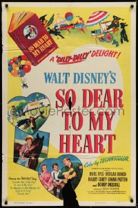 7b764 SO DEAR TO MY HEART 1sh 1949 Walt Disney, Burl Ives w/guitar, a dilly-dally delight!