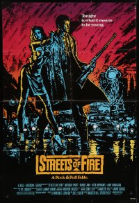 7b805 STREETS OF FIRE 1sh 1984 Walter Hill, Michael Pare, Diane Lane, artwork by Riehm, no borders!