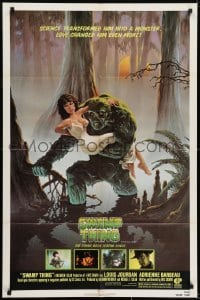 7b821 SWAMP THING NSS style 1sh 1982 Wes Craven, Hescox art of him holding sexy Adrienne Barbeau!