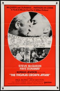 7b866 THOMAS CROWN AFFAIR int'l 1sh R1975 Steve McQueen & sexy Faye Dunaway, cool art and images!