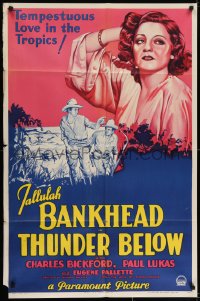 7b870 THUNDER BELOW style A 1sh 1932 Tallulah Bankhead, tempestuous love in the tropics, rare!