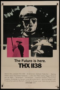 7b873 THX 1138 1sh 1971 first George Lucas, Robert Duvall, bleak sci-fi, double inset images!