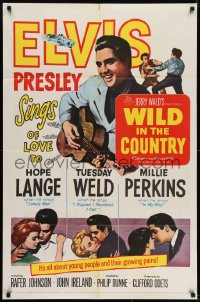 7b956 WILD IN THE COUNTRY 1sh 1961 Elvis Presley sings of love to Tuesday Weld, rock & roll musical