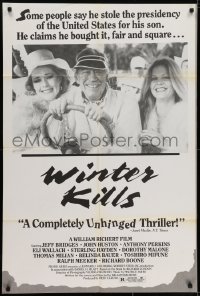 7b964 WINTER KILLS 1sh R1980s Perkins, John Huston & sexy women in assassination thriller!