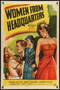 7b973 WOMEN FROM HEADQUARTERS 1sh 1950 art of female cop Virginia Huston & Robert Rockwell!