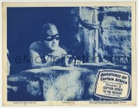 7c269 ADVENTURES OF CAPTAIN AFRICA chapter 2 LC 1955 best c/u of the masked hero pointing gun!
