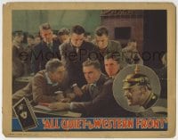 7c285 ALL QUIET ON THE WESTERN FRONT LC 1930 Lew Ayres & other school boys talk up glory of war!