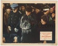7c293 ANNA KARENINA LC #8 1948 pretty Vivien Leigh in fur in crowd looking at dead officer!