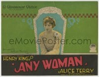 7c013 ANY WOMAN signed TC 1925 image of pensive Alice Terry, rare title card for this lost movie!