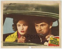 7c298 ASPHALT JUNGLE LC #2 1950 c/u of Sterling Hayden & Jean Hagen in car, John Huston classic!