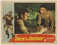 7c305 BACK TO BATAAN LC 1945 great c/u of John Wayne & Anthony Quinn in World War II Philippines!