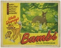 7c307 BAMBI LC #5 R1948 forest animals watch mother deer with newborn Bambi, Disney classic!