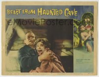 7c309 BEAST FROM HAUNTED CAVE LC #8 1959 terrified man & woman recoil in horror from the beast!