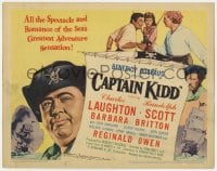 7c040 CAPTAIN KIDD TC 1945 pirate Charles Laughton, Gilbert Roland + cool ship artwork!