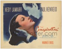 7c054 CONSPIRATORS TC 1944 romantic close up of Hedy Lamarr about to kiss Paul Henreid!