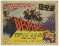 7c062 DESPERADOES TC 1943 cowboy Randolph Scott, Glenn Ford, Claire Trevor, Evelyn Keyes!
