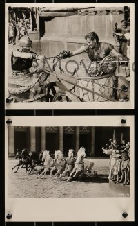 7d804 BEN-HUR 3 8x10 stills 1960 William Wyler epic, Charlton Heston, Hawkins, best chariot scenes!