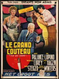 7f184 BIG KNIFE Belgian 1956 Robert Aldrich, art of Jack Palance, Shelley Winters, Ida Lupino!