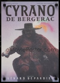 7f254 CYRANO DE BERGERAC Czech 12x17 1990 Gerard Depardieu, completely different artwork by Zlin!