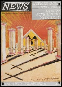 7f518 NUCLEAR CONSPIRACY East German 23x32 1988 nuclear, shadow crosses artwork by A. Brexendorff!