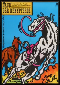7f556 THEFT OF RACE HORSES style B East German 23x32 1970s Pochiscenija skakuna, Wonger horse art!