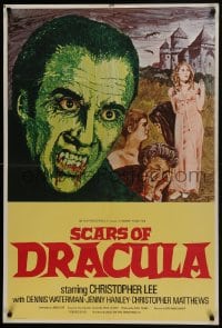 7f142 SCARS OF DRACULA English 1sh 1970 c/u art of bloody vampire Christopher Lee, Hammer horror!