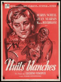 7f089 WHITE NIGHTS French 23x31 R1960s Luchino Visconti's Le Notti bianche, Schell, Mastroianni!