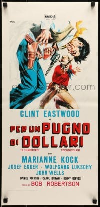 7f809 FISTFUL OF DOLLARS Italian locandina R1970s different artwork of generic cowboy by Symeoni!