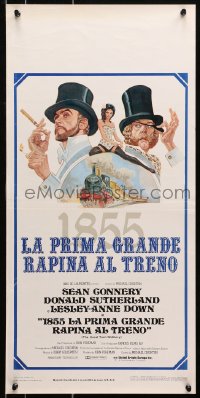 7f822 GREAT TRAIN ROBBERY Italian locandina 1979 art of Connery, Sutherland & Down by Jung!