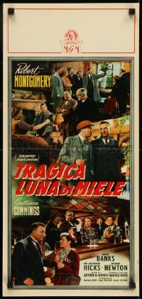 7f828 HAUNTED HONEYMOON Italian locandina 1956 art of Robert Montgomery & bride Constance Cummings!