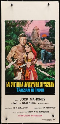 7f919 TARZAN GOES TO INDIA Italian locandina R1970s Piovano art of Mahoney as King of the Jungle!