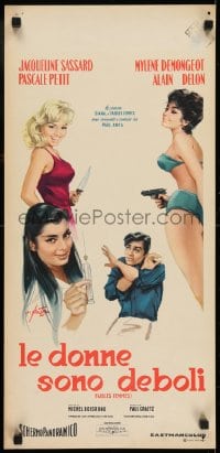 7f925 THREE MURDERESSES Italian locandina 1959 Alain Delon, Demongeot & man-hungry girls by Putzu!