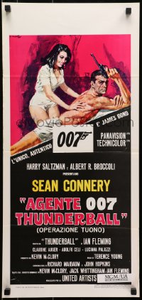 7f927 THUNDERBALL Italian locandina R1971 art of Sean Connery as James Bond 007 by Averado Ciriello!