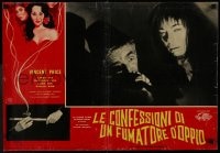 7f952 CONFESSIONS OF AN OPIUM EATER Italian 19x27 pbusta 1962 Vincent Price, smoking art!
