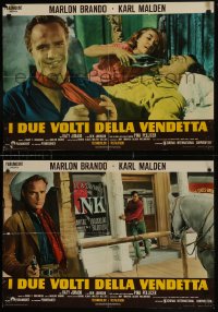 7f967 ONE EYED JACKS group of 4 Italian 18x26 pbustas R1970s cowboy star & director Marlon Brando!