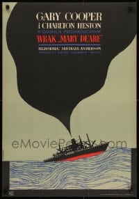 7f748 WRECK OF THE MARY DEARE Polish 23x33 1966 Gary Cooper & Heston, Stachurski art of ship!