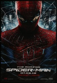 7g510 AMAZING SPIDER-MAN DS 1sh 2012 portrait of Andrew Garfield in title role over city!