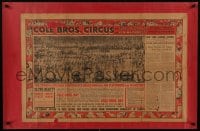 7g003 COLE BROS. CIRCUS 23x34 circus poster 1937 New York Evening Journal, great image!