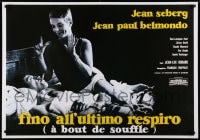 7g282 A BOUT DE SOUFFLE 28x39 Italian commercial poster 1980s Godard's Breathless, Seberg, Belmondo!